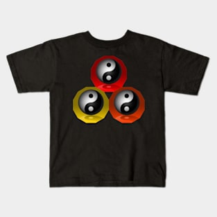 Yin Yang Triangle - Red, Orange and Yellow Kids T-Shirt